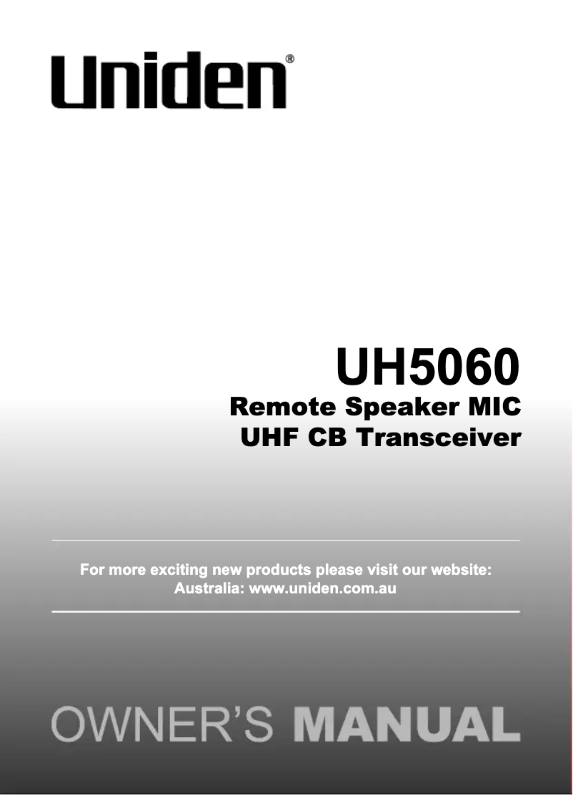 Image de la première page du manuel de l'appareil UH5060 OR