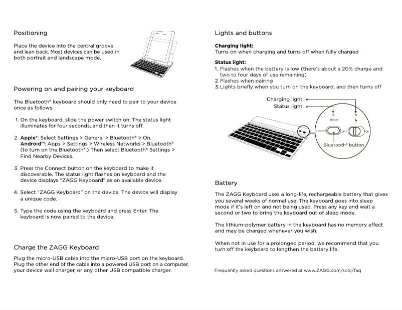 Page 1 de la notice Manuel utilisateur Zagg Solo