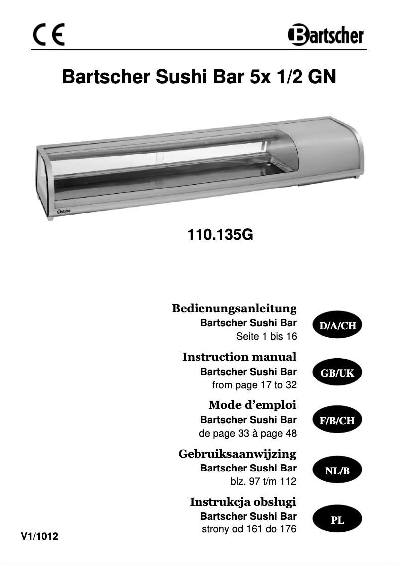 Page 1 de la notice Manuel utilisateur Bartscher GL2-180
