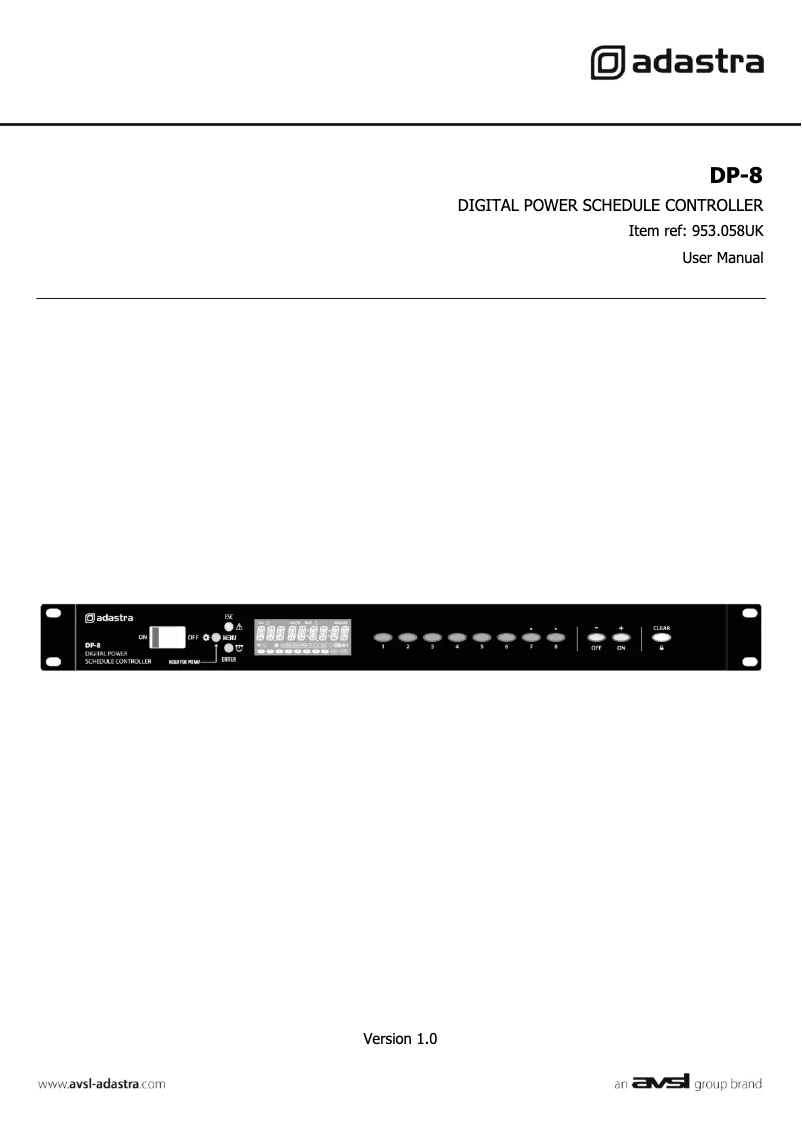 Page 1 de la notice Manuel utilisateur Adastra DP-8