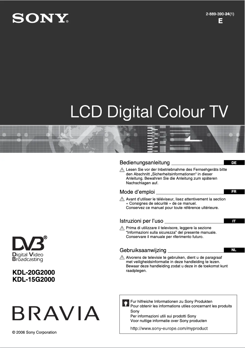 Image de la première page du manuel de l'appareil Bravia KDL-20G2000