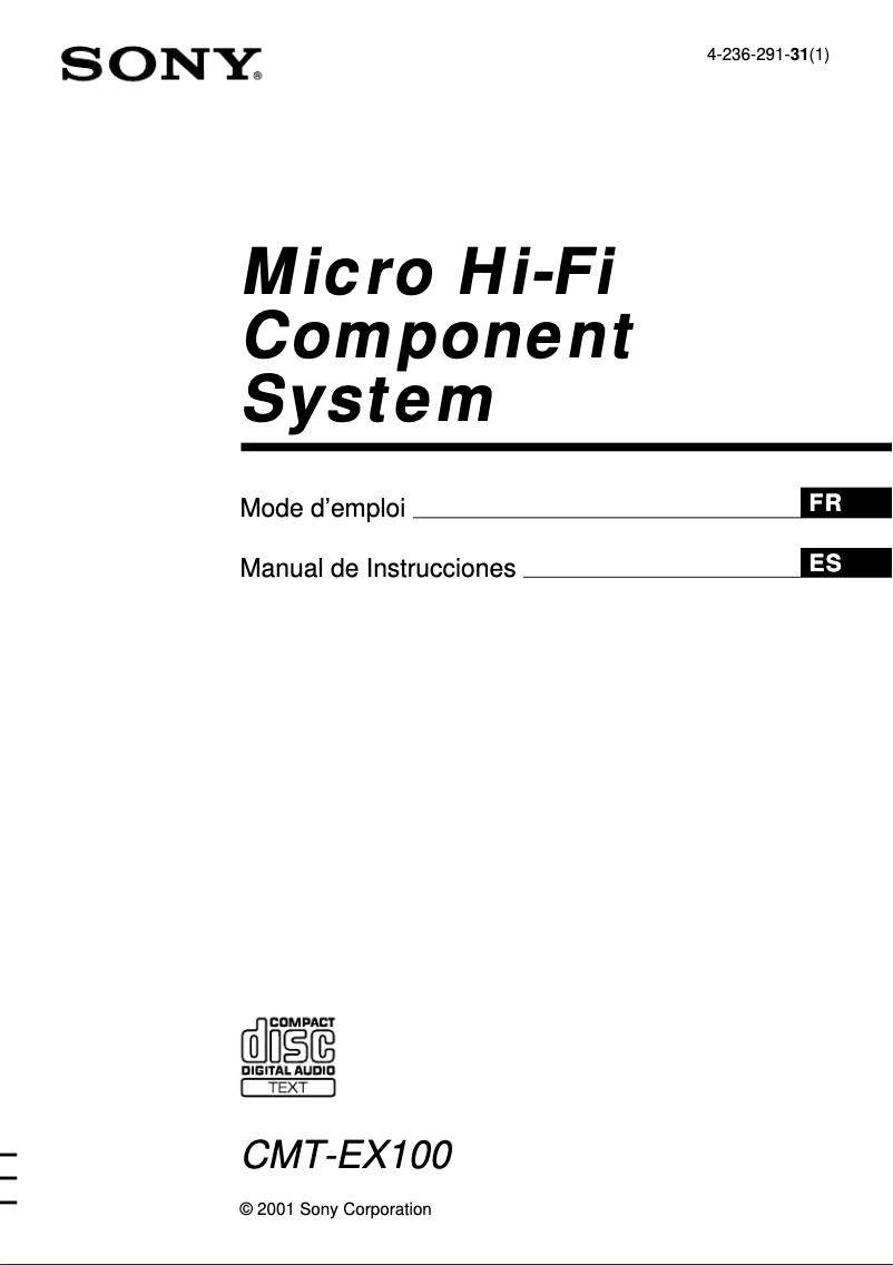 Page n°1 - Manuel utilisateur Sony CMT-EX100