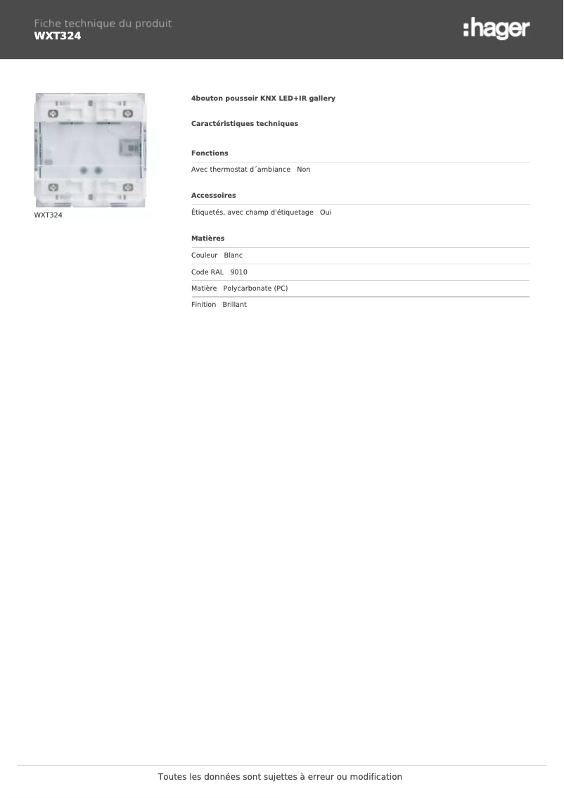 Image de la première page du manuel de l'appareil WXT324