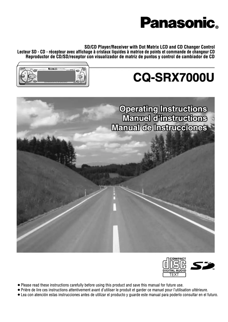 Page 1 de la notice Manuel utilisateur Panasonic CQ-SRX7000U