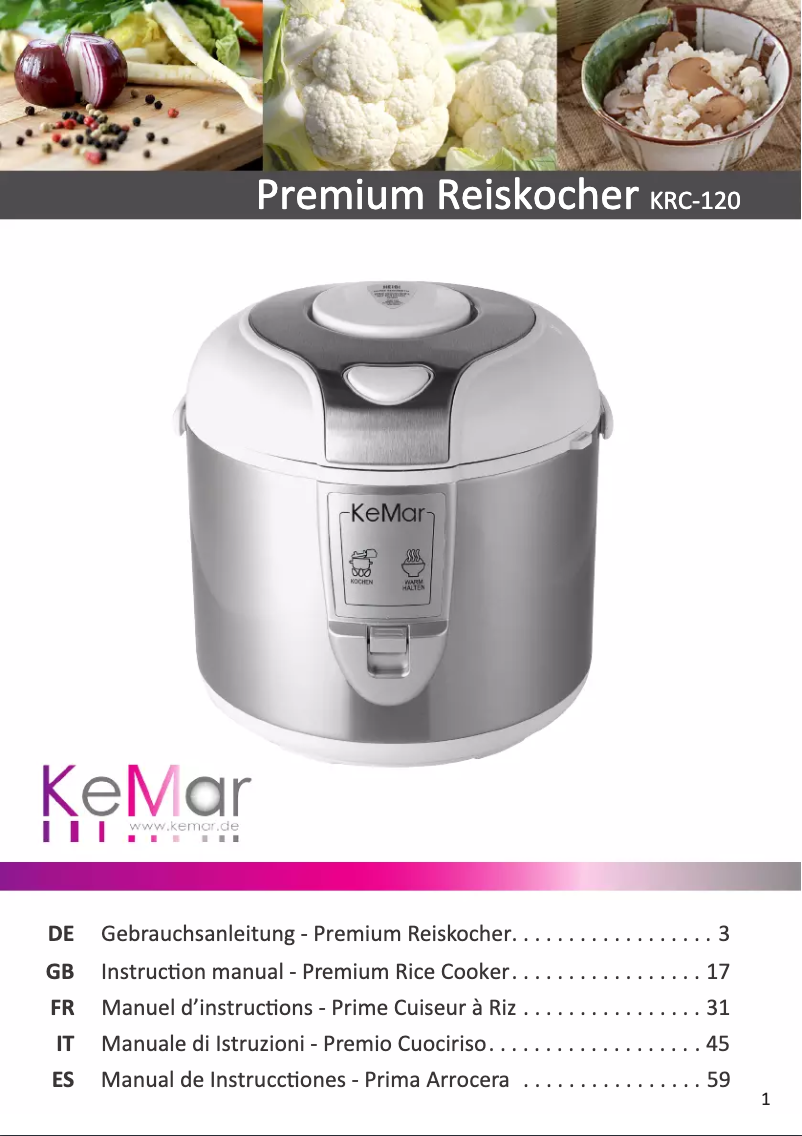 Page n°1 - Manuel utilisateur KeMar KRC-120
