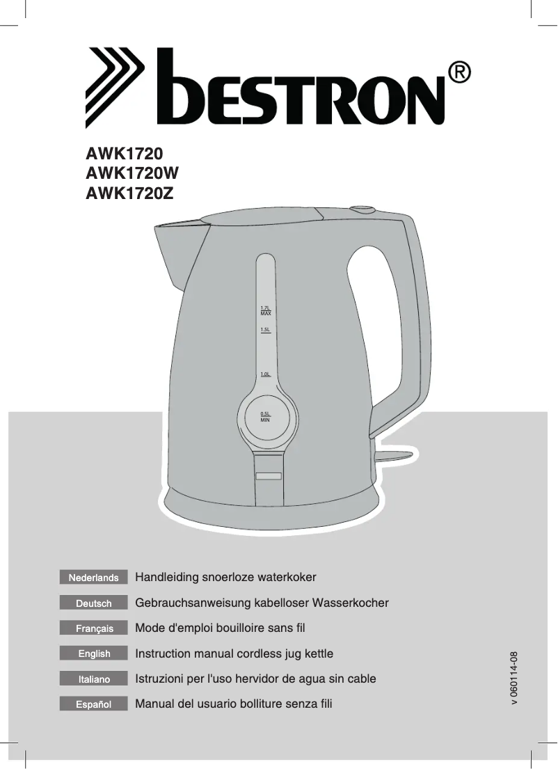 Page 1 de la notice Manuel utilisateur Bestron AWK1720W