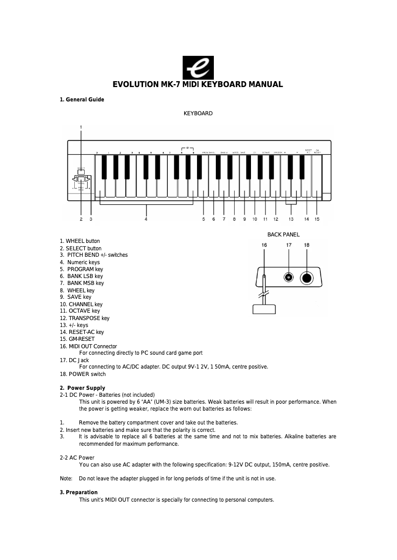 Page n°1 - Manuel utilisateur M-Audio MK-7