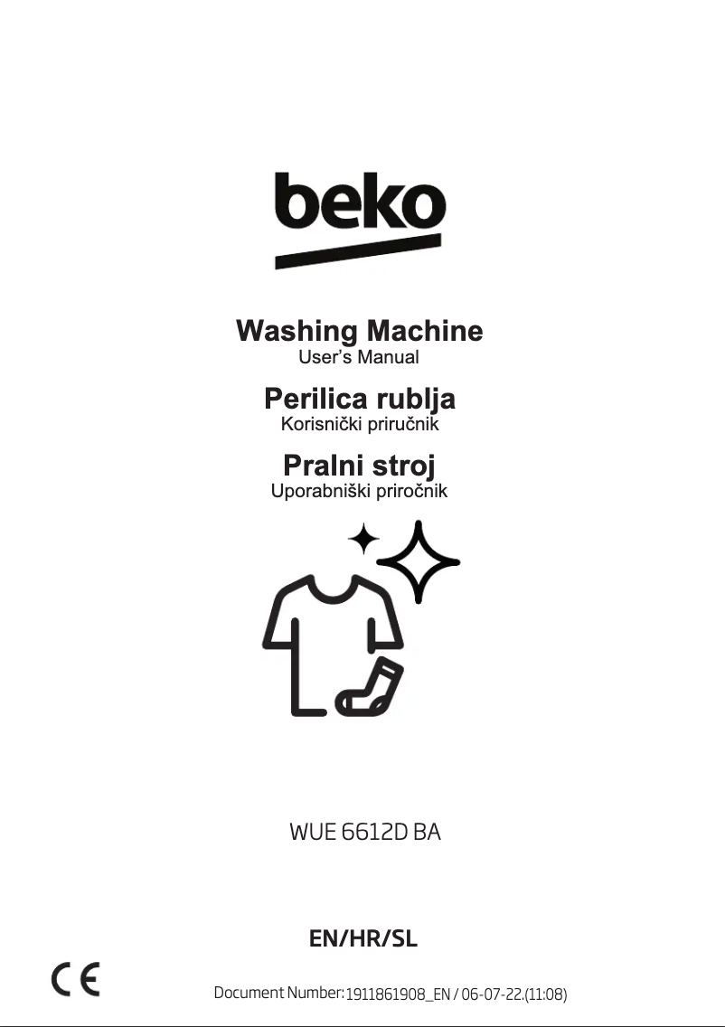 Page 1 de la notice Manuel utilisateur Beko WUE 6612D BA