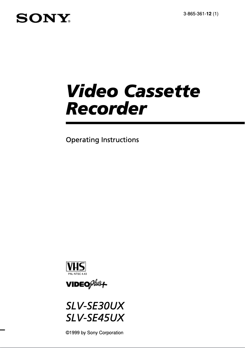 Page 1 de la notice Manuel utilisateur Sony SLV-SE30UX
