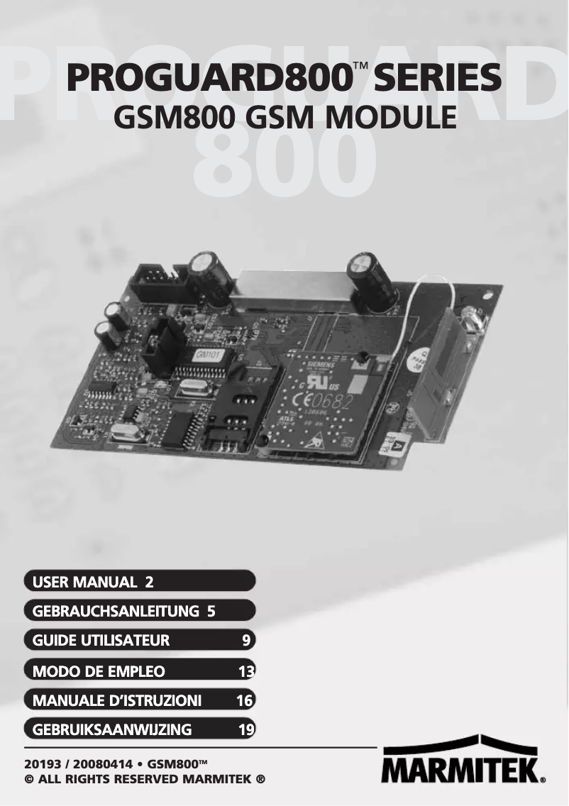 Page 1 de la notice Manuel utilisateur Marmitek GSM800