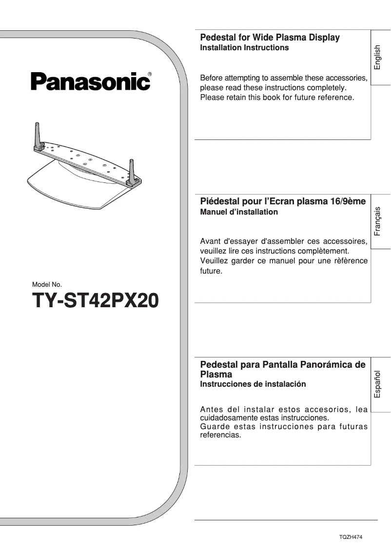 Page 1 de la notice Manuel utilisateur Panasonic TY-ST42PX20