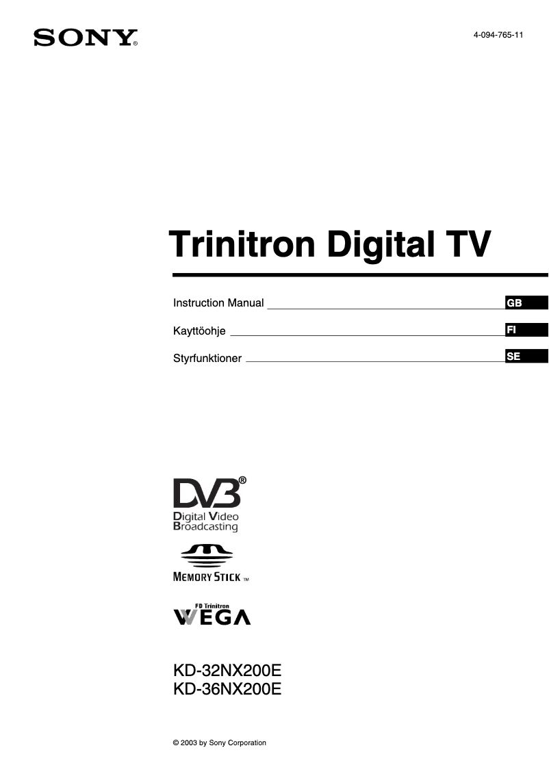 Image de la première page du manuel de l'appareil KD-36NX200E