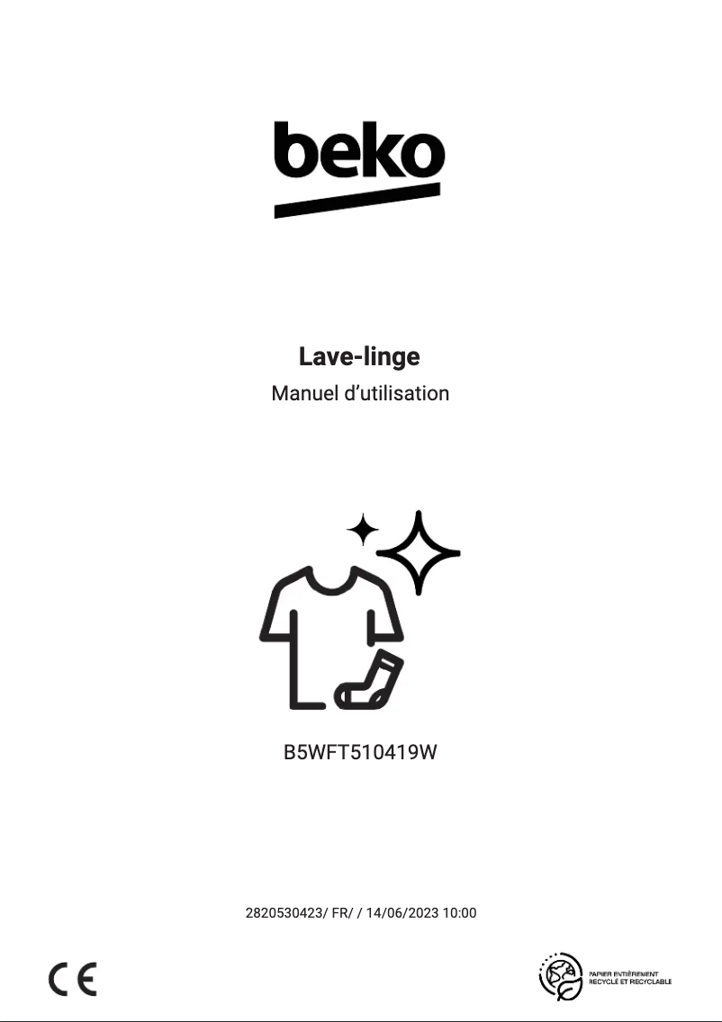 Image de la première page du manuel de l'appareil B5WFT510419W