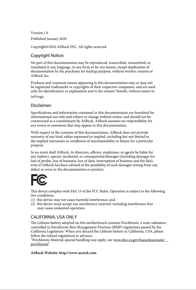 Page n°1 - Manuel utilisateur Asrock J4125-ITX