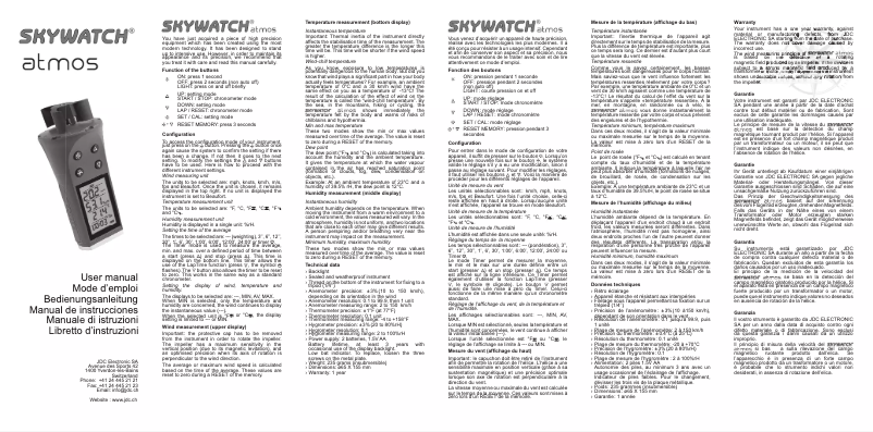 Page 1 de la notice Manuel utilisateur JDC Skywatch Atmos