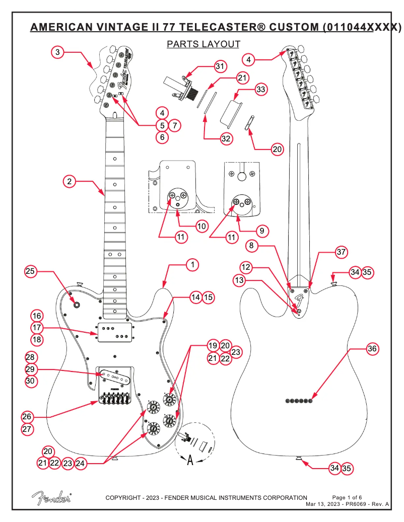 Página 1 del manual Manual de usuario Fender American Vintage II 1977 Telecaster Custom
