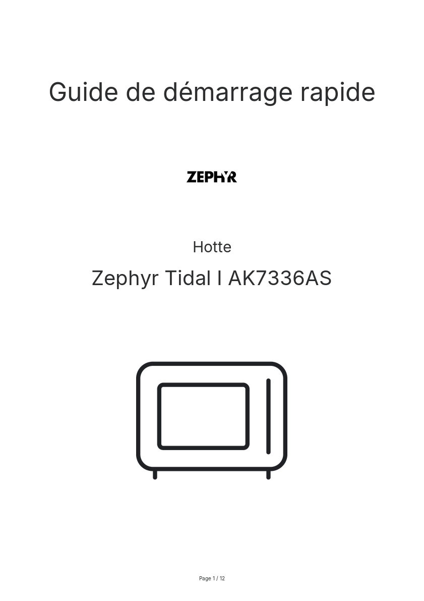 Page n°1 - Guide de démarrage rapide Zephyr Tidal I AK7336AS