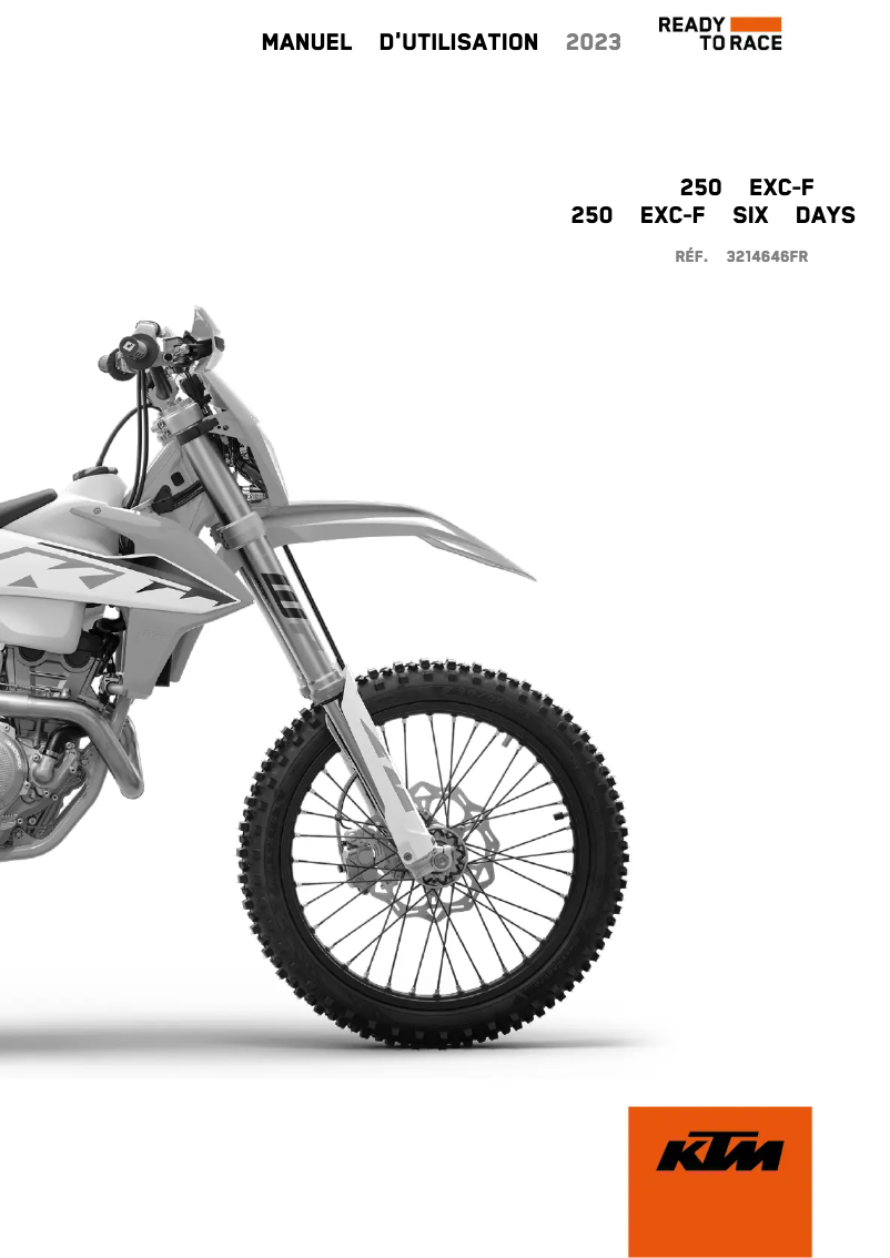 Page 1 de la notice Manuel utilisateur KTM 250 EXC-F Six Days (2023)