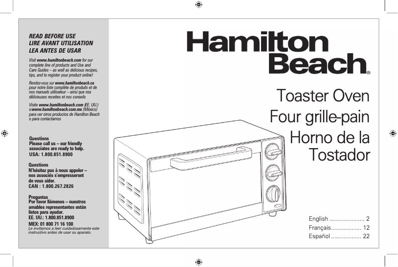 Page 1 de la notice Manuel utilisateur Hamilton Beach 31401