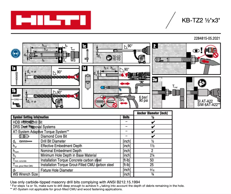 Page 1 de la notice Manuel utilisateur Hilti KB-TZ2 CS
