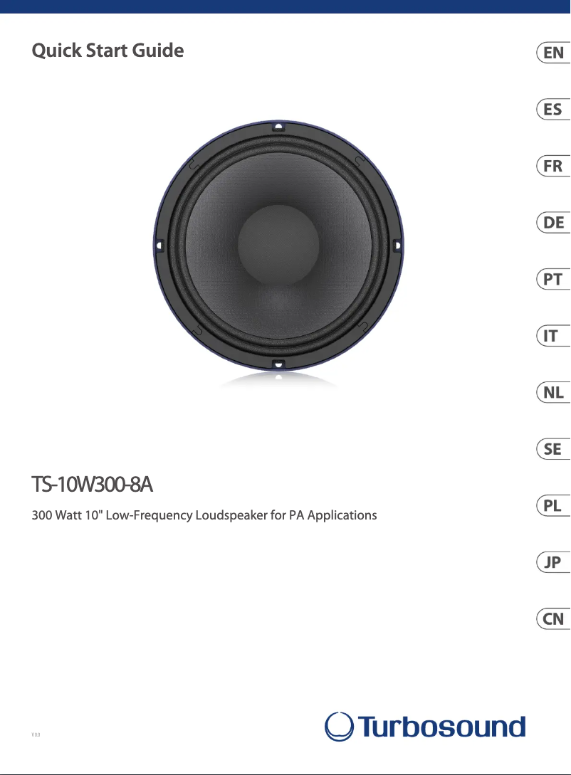 Página 1 del manual Guía de inicio rápido Turbosound TS-10W300/8A