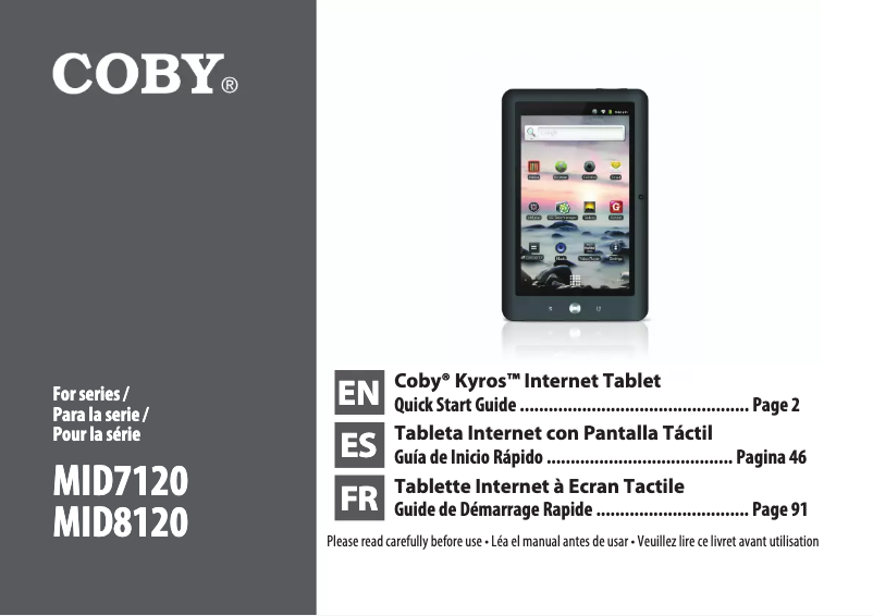 Imagen de la primera página del manual del dispositivo Kyros MID8120