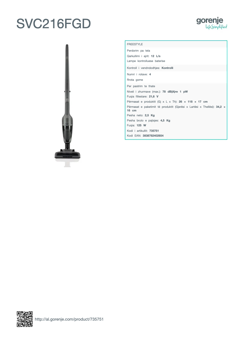 Image de la première page du manuel de l'appareil SVC216FGD