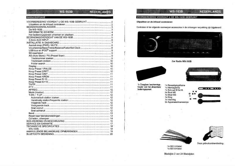 Page n°1 - Manuel utilisateur Watssound WS-163B