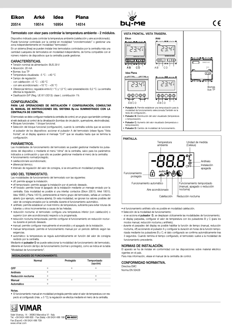 Page n°1 - Manuel utilisateur Vimar 16954
