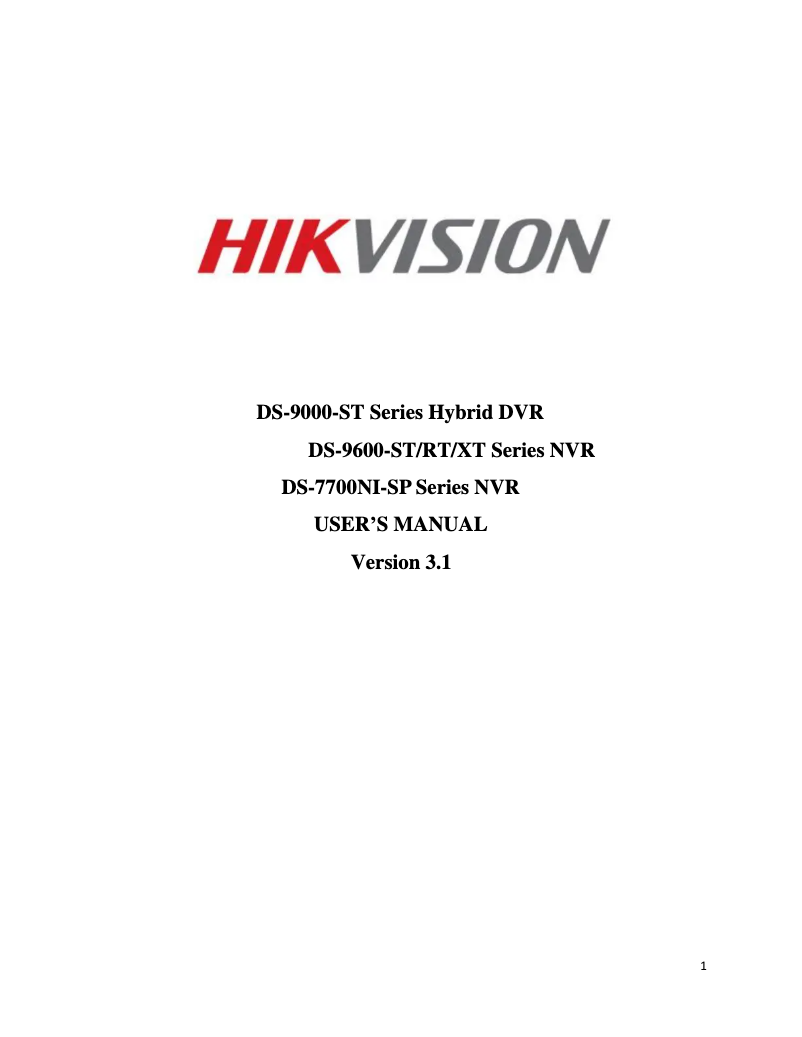 Page n°1 - Manuel utilisateur Hikvision DS-7716NI-SP/16