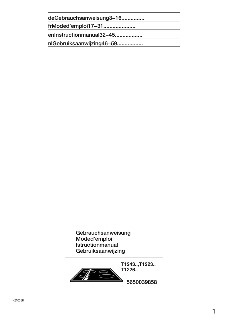 Page 1 de la notice Manuel utilisateur Neff T1226W0