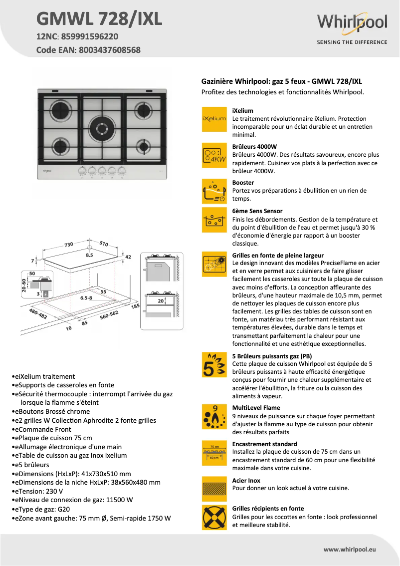 Imagen de la primera página del manual del dispositivo GMWL 728/IXL