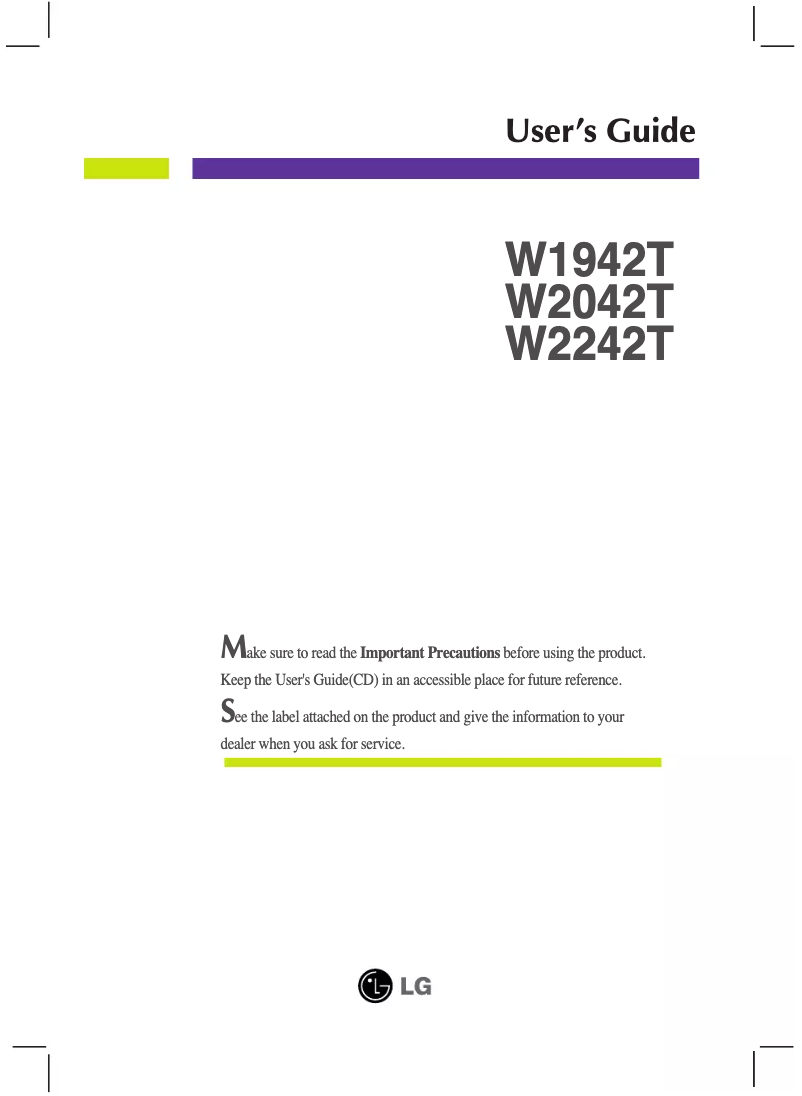 Imagen de la primera página del manual del dispositivo W1942T-PF