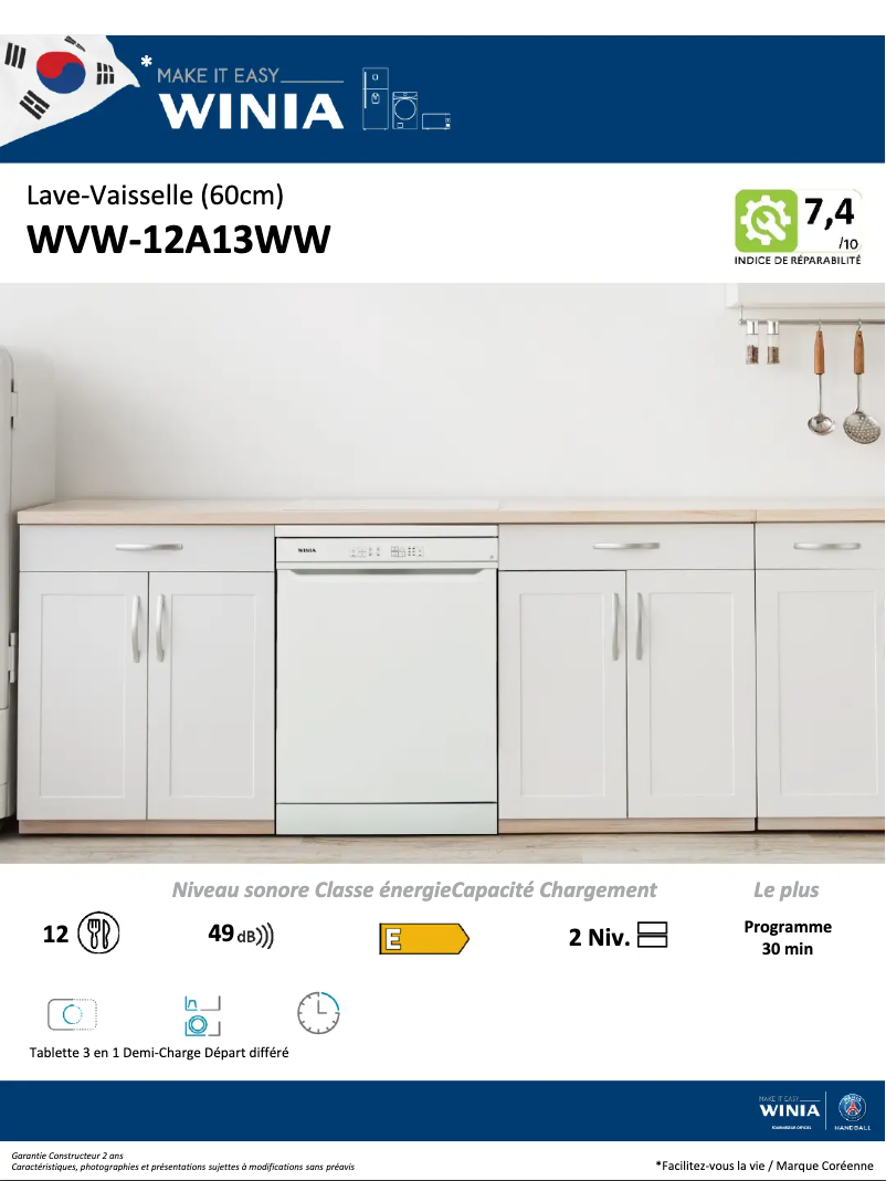 Image de la première page du manuel de l'appareil WVW-12A13WW
