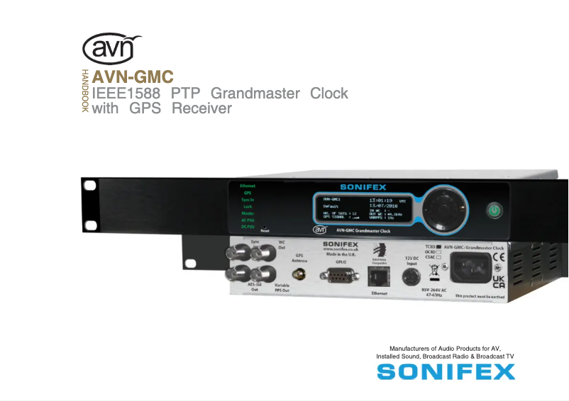 Page 1 of the manual User Manual Sonifex AVN-GMCOS