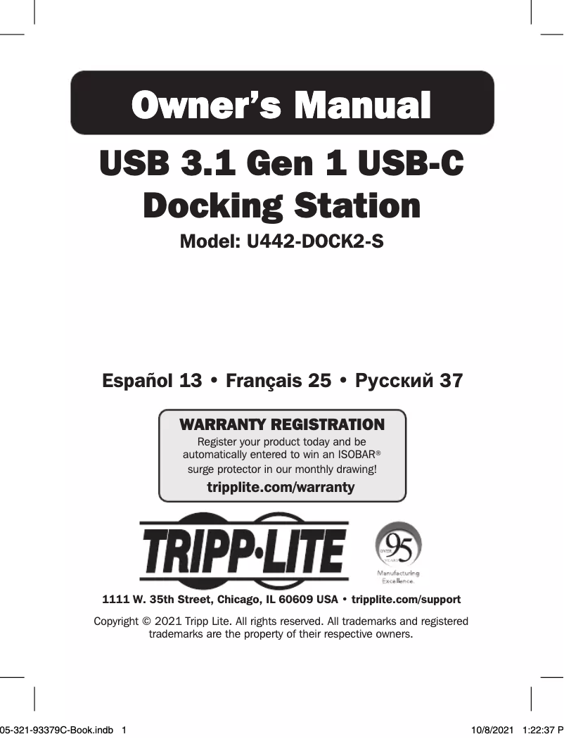Page n°1 - Manuel utilisateur Tripp Lite U442-DOCK2-S