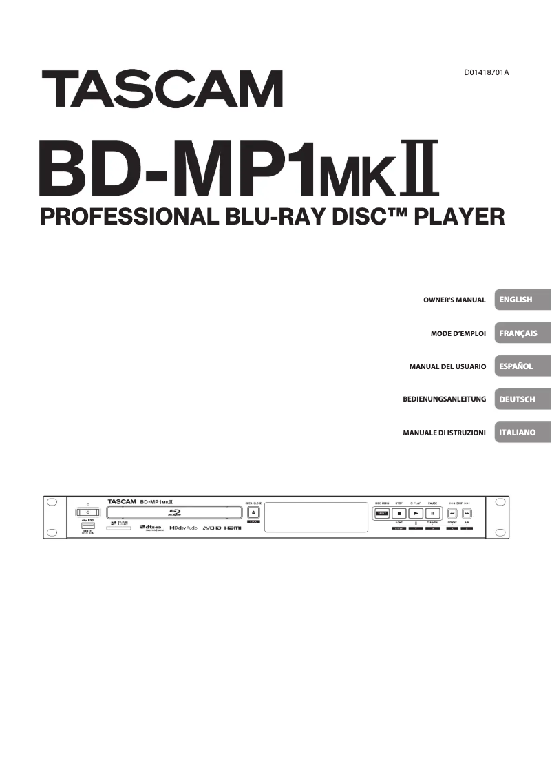Image de la première page du manuel de l'appareil BD-MP1MKII