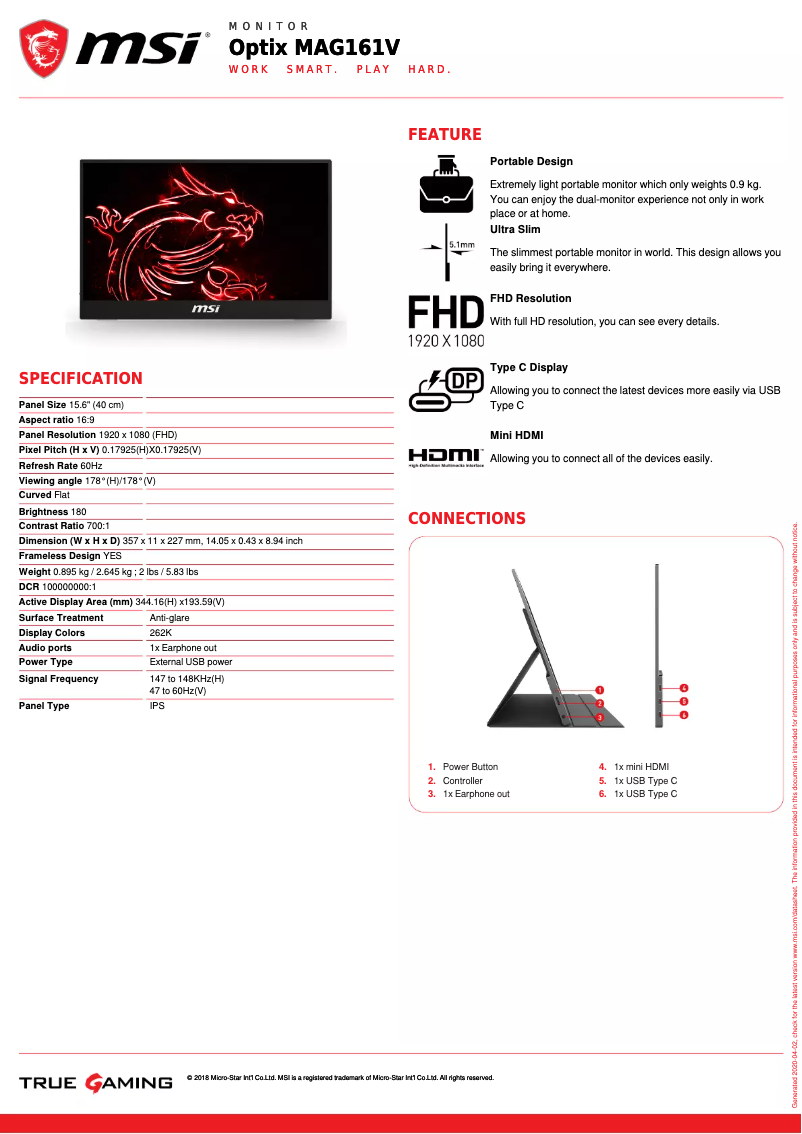 Image de la première page du manuel de l'appareil Optix MAG161V
