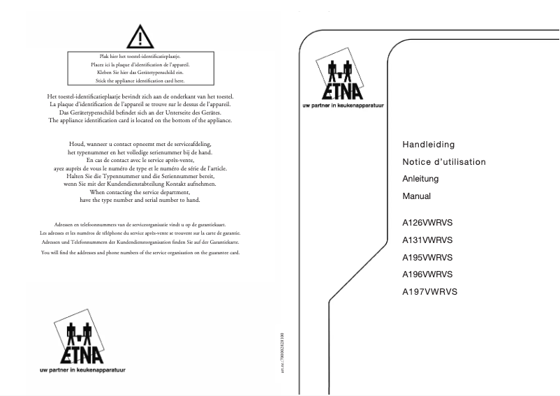 Image de la première page du manuel de l'appareil A131VWRVSA