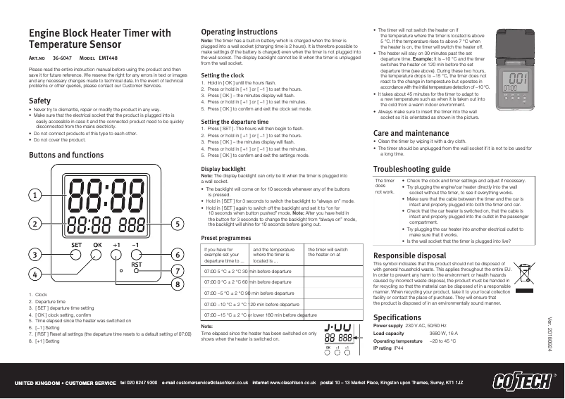 Image de la première page du manuel de l'appareil EMT448