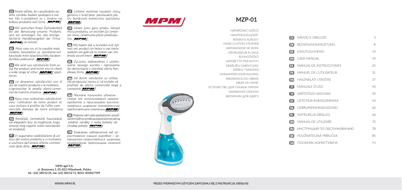 Page 1 de la notice Manuel utilisateur MPM MZP-01
