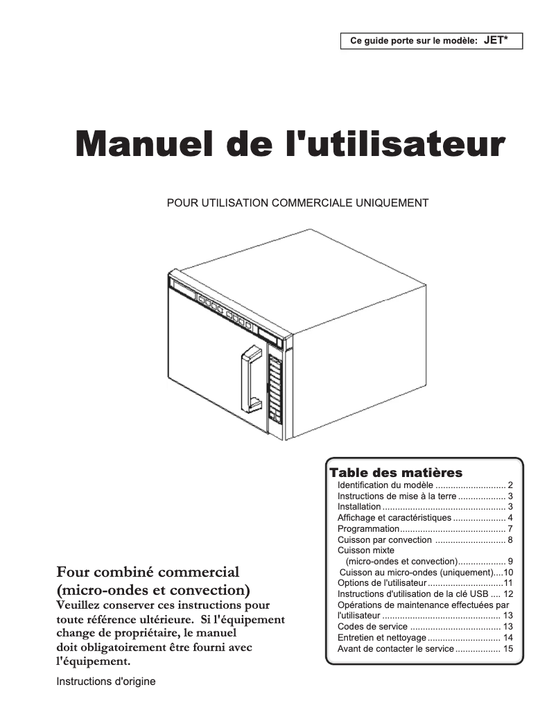 Page 1 de la notice Manuel utilisateur ACP JET514