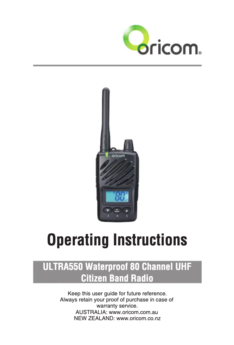 Page 1 de la notice Manuel utilisateur Oricom ULTRATP550