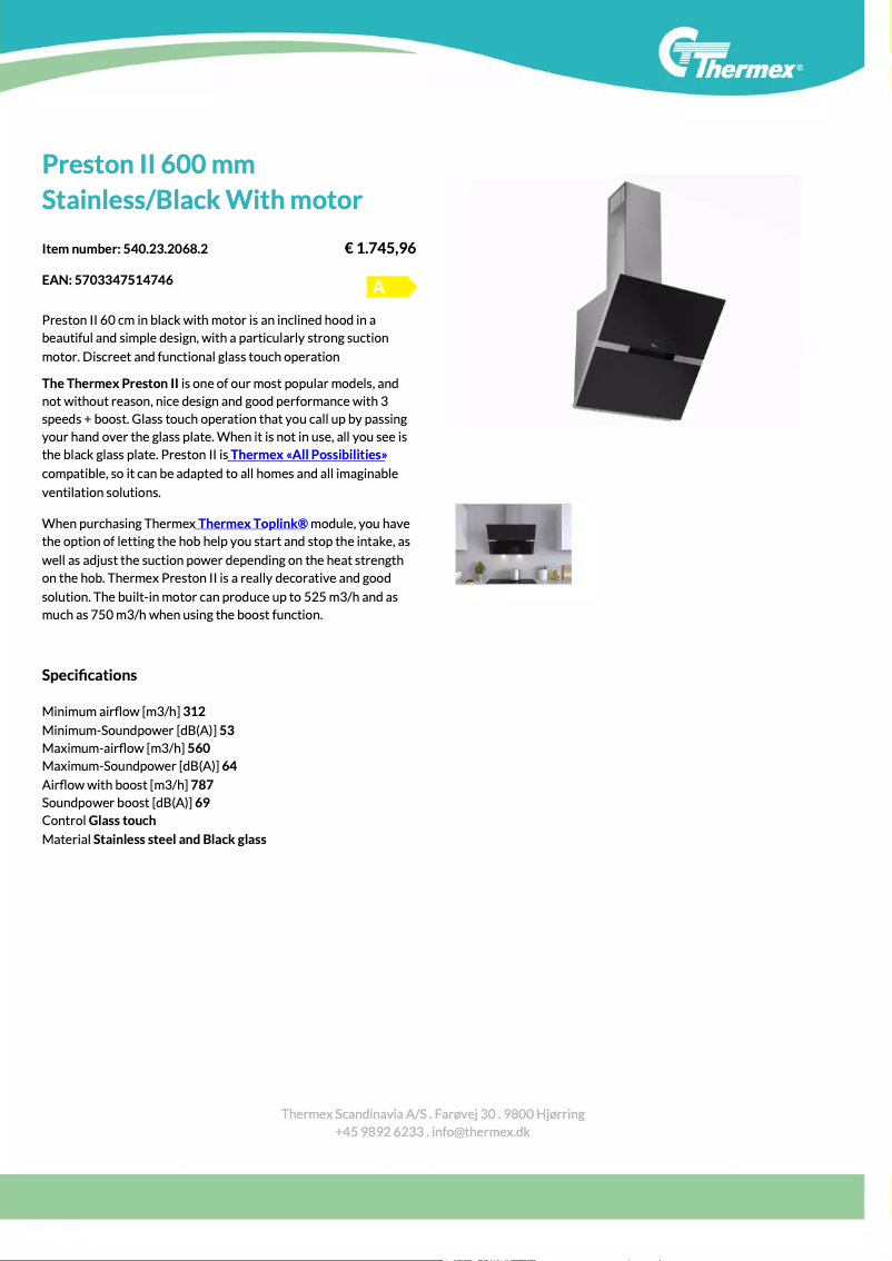 Page n°1 - Fiche technique Thermex Preston II
