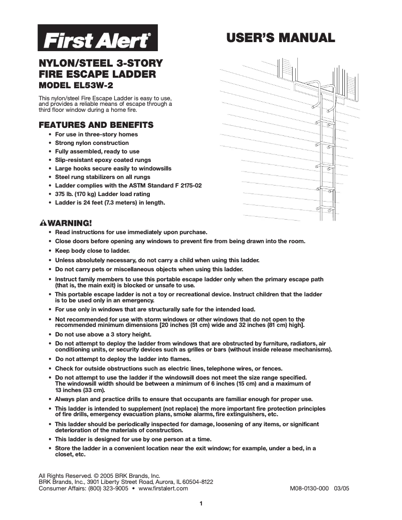 Page 1 de la notice Manuel utilisateur First Alert EL53W-2