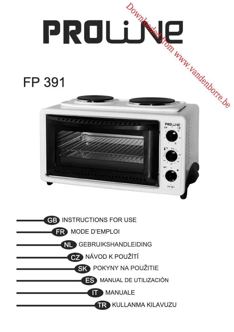 Page n°1 - Manuel utilisateur Proline FP391