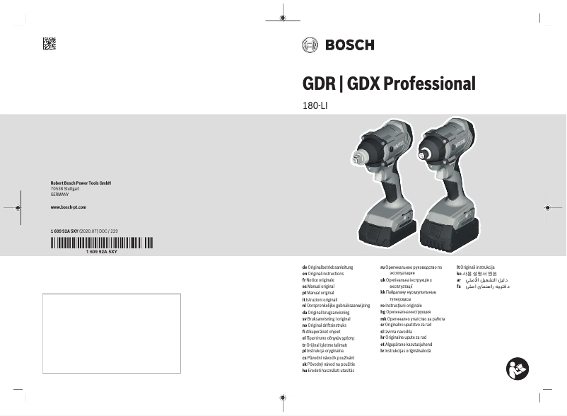 Page 1 de la notice Manuel utilisateur Bosch Professional 180-LI 06019G5123