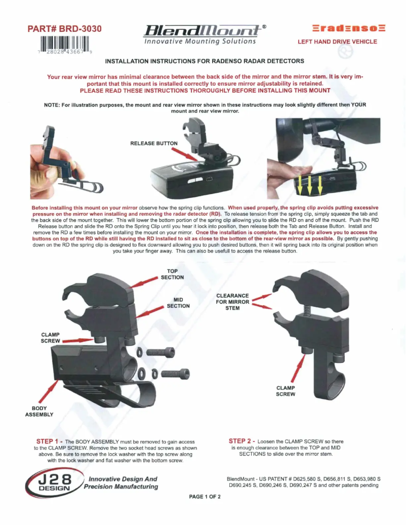 Image de la première page du manuel de l'appareil BRD-3030