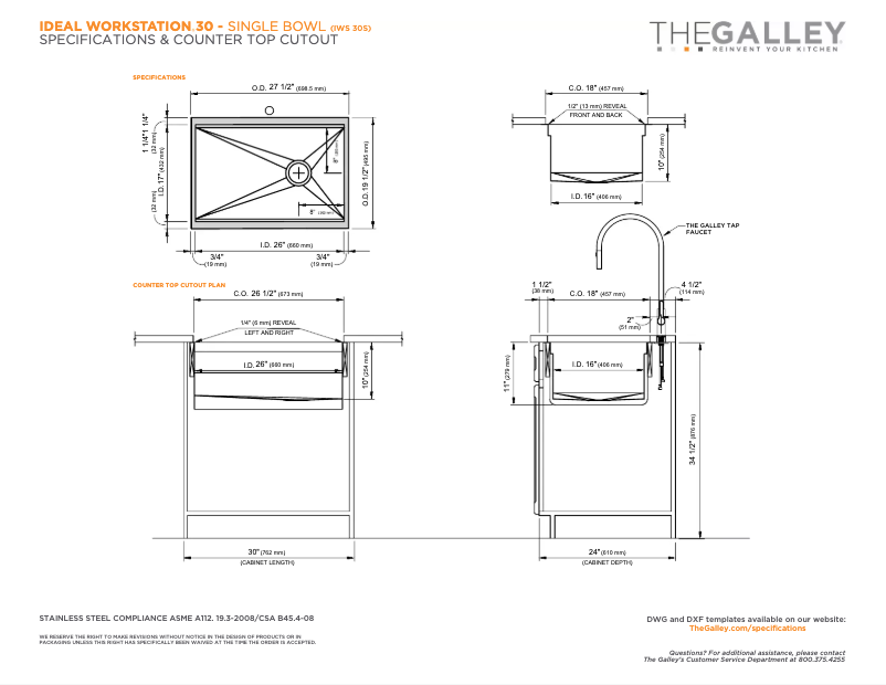 Page n°1 - Fiche technique The Galley Ideal Workstation 30S