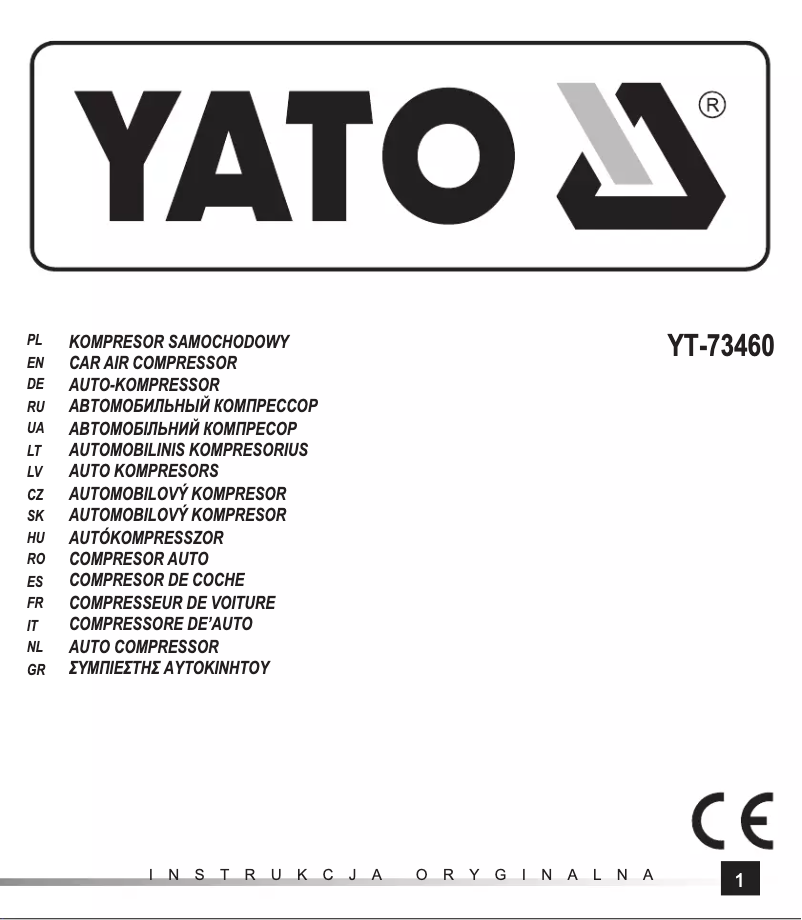 Página 1 del manual Manual de usuario Yato YT-73460